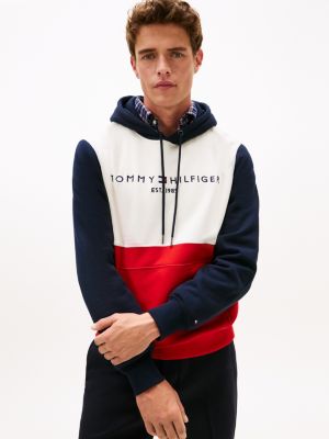 Colorblock Brushed-Fleece Hoodie, Navy