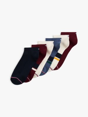 Stripe-Solid Athletic Ankle Sock 6-Pack, Blue Heather / Multi