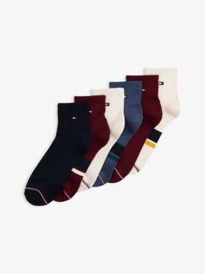 Athletic Quarter-Top Sock 6-Pack, Deep Rouge / Multi