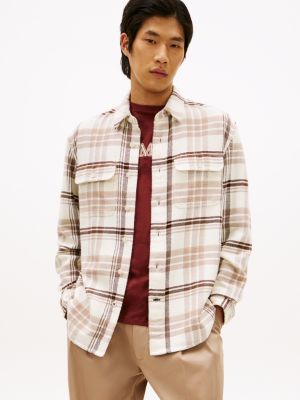 Plaid Brushed Heavyweight Flannel Shirt, Rich Cream