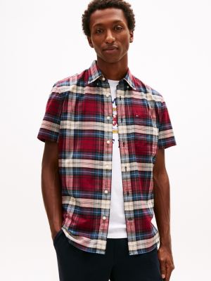 Regular Fit Short-Sleeve Oxford Shirt, Rouge