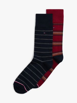 Plaid & Stripe Print Trouser Sock 2-Pack, Rouge / Multi