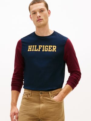 Long-Sleeve Colorblock Hilfiger T-Shirt, Navy