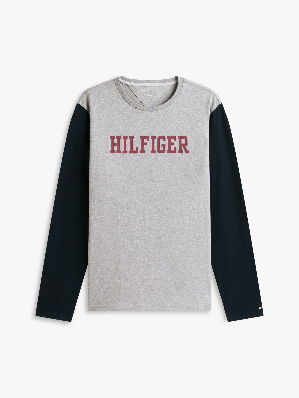 Long-Sleeve Colorblock Hilfiger T-Shirt — Grey Heather