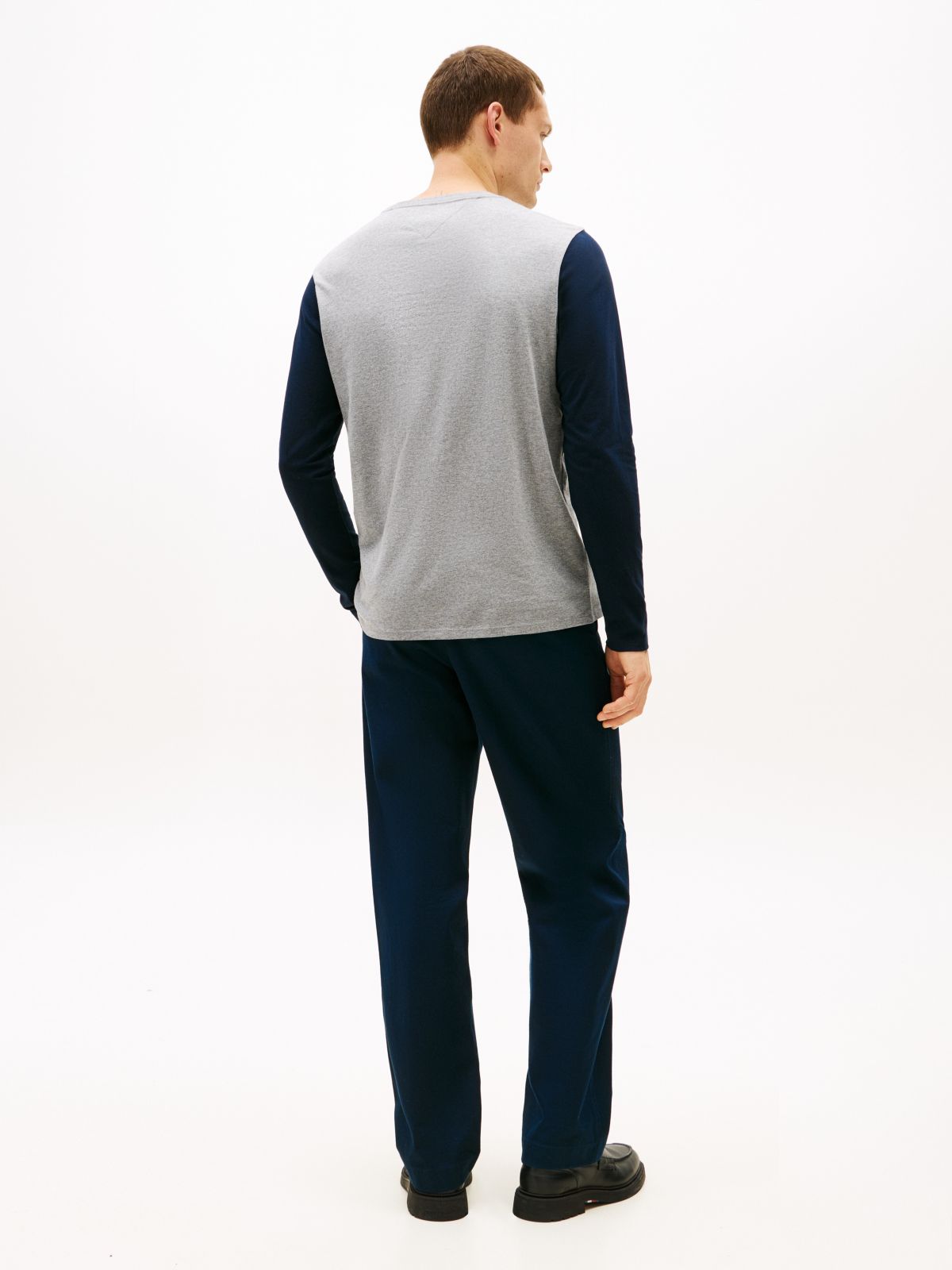 Long-Sleeve Colorblock Hilfiger T-Shirt — Grey Heather