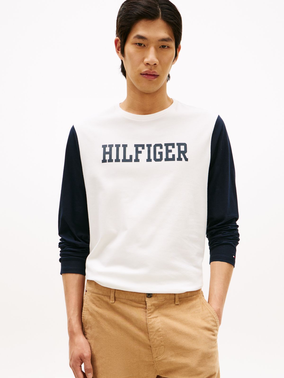 Long-Sleeve Colorblock Hilfiger T-Shirt — Ivory
