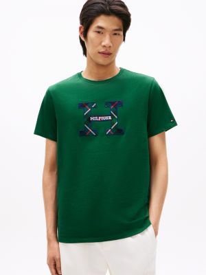 Plaid Monogram Logo T-Shirt, Ornamental Green
