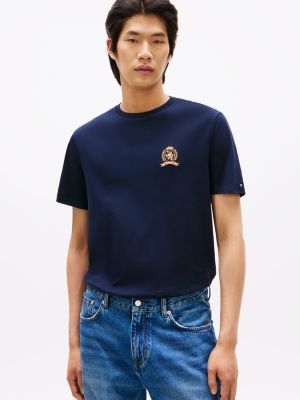 Embroidered Crest Logo T-Shirt, Navy