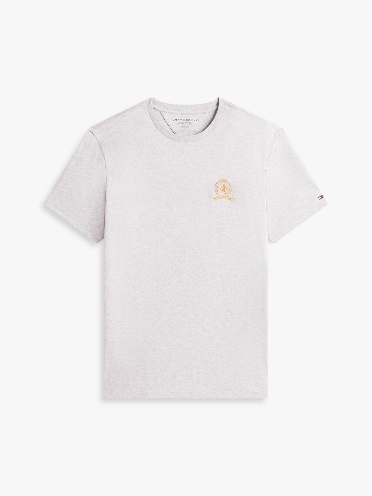 Embroidered Crest Logo T-Shirt — Grey Heather