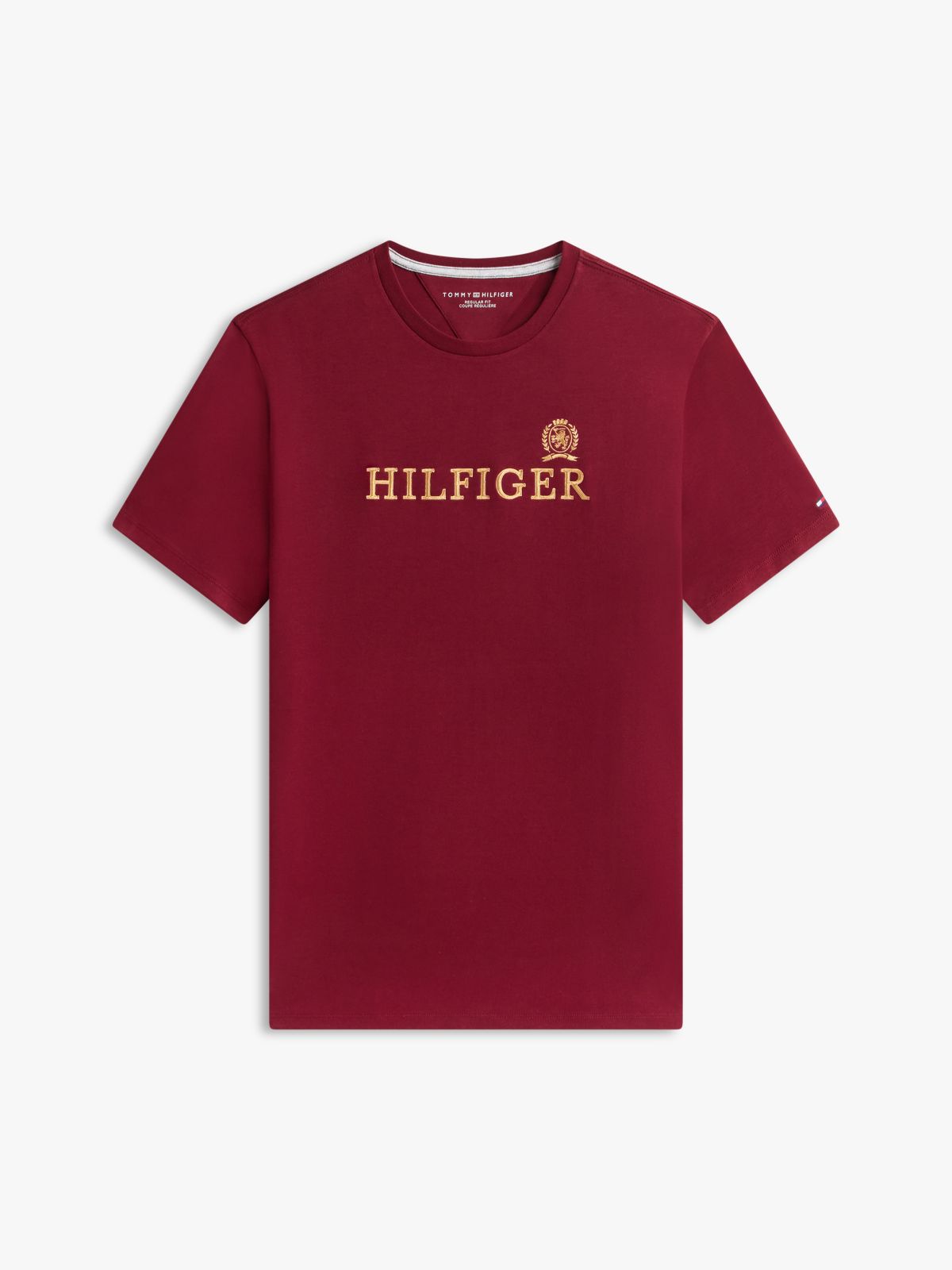 Hilfiger Logo Cotton Interlock T-Shirt — Burgundy