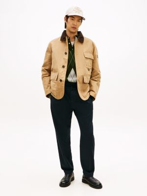 Pleated Relaxed Tapered Houndstooth Pant, Military Denim