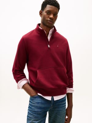 Fleece Quarter-Zip Sweatshirt, Deep Rouge