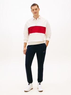 Plaid Monogram Logo Fleece Sweatpant, Navy