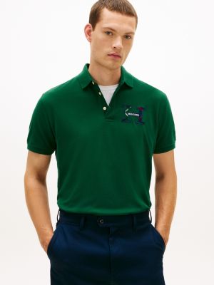 Regular Fit Plaid Monogram Pique Polo, Ornamental Green