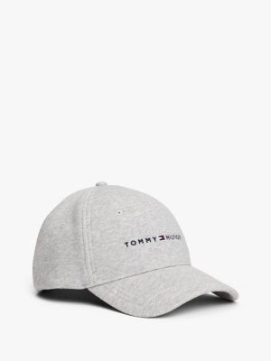 Tommy Logo Fleece Baseball Cap, Grey Heather