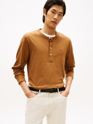 Long-Sleeve Henley T-Shirt, Desert Khaki