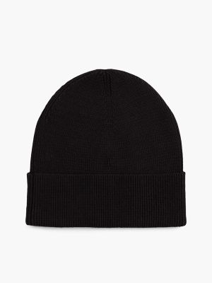 Мужская шапка Tommy Hilfiger Monotype Patch Rib-Knit Beanie, цвет: Чёрный — фото 2