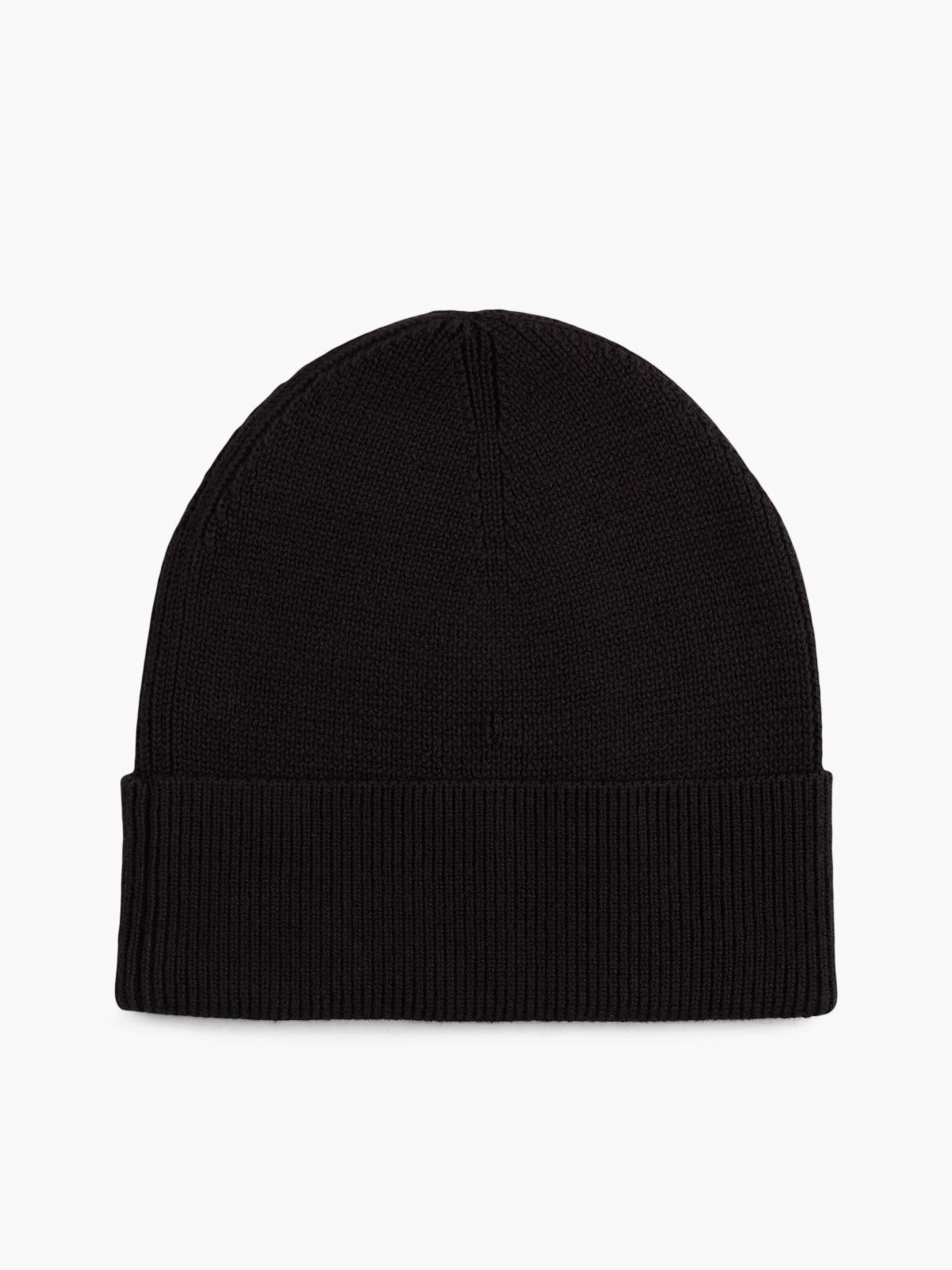 Monotype Patch Rib-Knit Beanie — Black