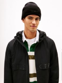 Monotype Patch Rib-Knit Beanie — Black 4