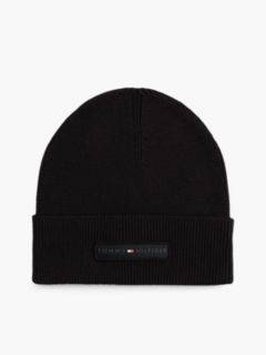 Monotype Patch Rib-Knit Beanie — Black 1