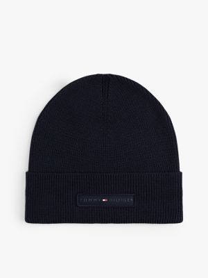 Monotype Patch Rib-Knit Beanie, Space Blue