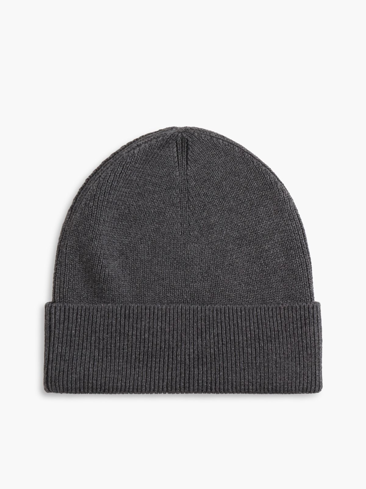 Monotype Patch Rib-Knit Beanie — Grey Heather