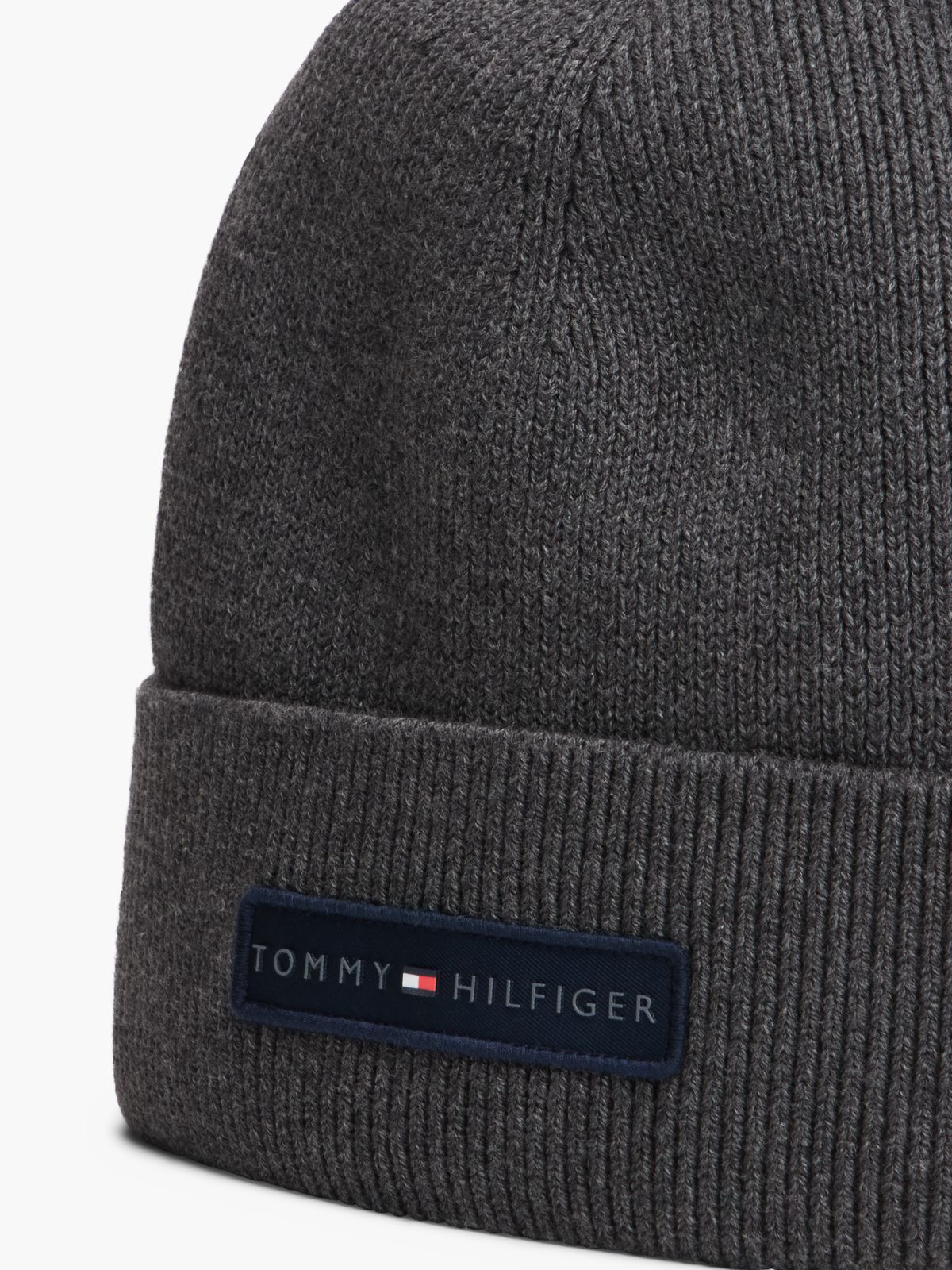 Monotype Patch Rib-Knit Beanie — Grey Heather