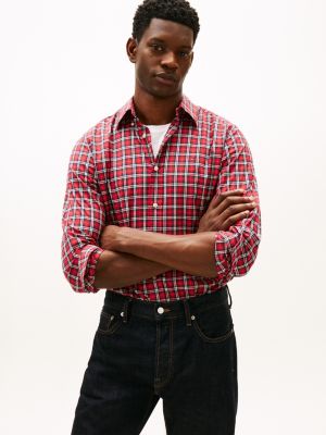 Regular Fit Mini Plaid All-Day Shirt, Primary Red