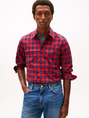 Slim Fit Plaid All-Day Shirt, Primary Red