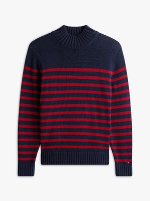 Relaxed Breton Stripe Mockneck Sweater | Tommy Hilfiger