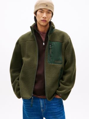 Teddy Fleece Zip Jacket, Dark Olive