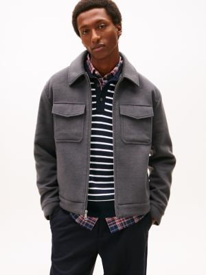 Wool-Blend Zip Jacket, Dark Ash