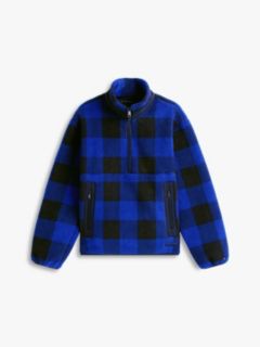 Check Teddy Fleece Quarter-Zip Jacket — Wedge Blue 5