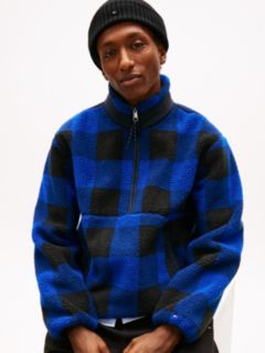 Check Teddy Fleece Quarter-Zip Jacket — Wedge Blue 2