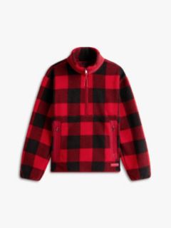 Check Teddy Fleece Quarter-Zip Jacket — Primary Red 5