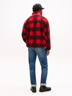 Check Teddy Fleece Quarter-Zip Jacket — Primary Red 4