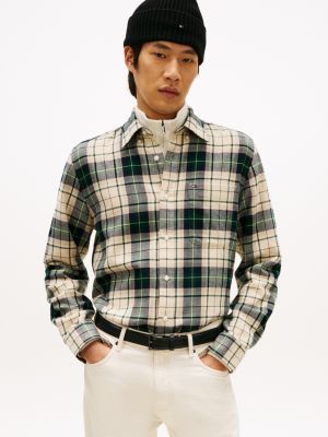 Classic Plaid Brushed Flannel Shirt, Classic Beige