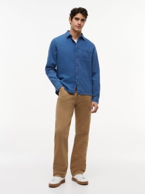 Мужские рубашки Tommy Hilfiger Indigo-Dyed Waffle Denim Shirt — фото 2