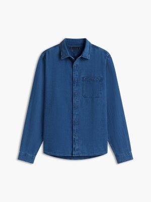 Мужские рубашки Tommy Hilfiger Indigo-Dyed Waffle Denim Shirt — фото 5