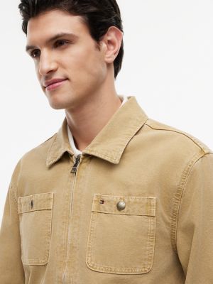 Garment-Dyed Denim Utility Zip Jacket | Tommy Hilfiger USA