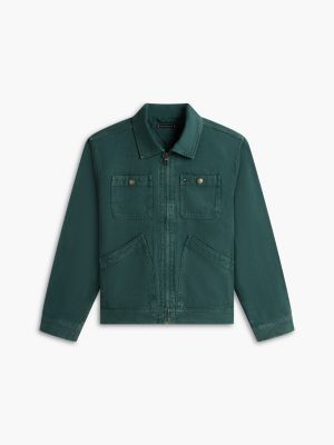 Garment-Dyed Denim Utility Zip Jacket | Tommy Hilfiger
