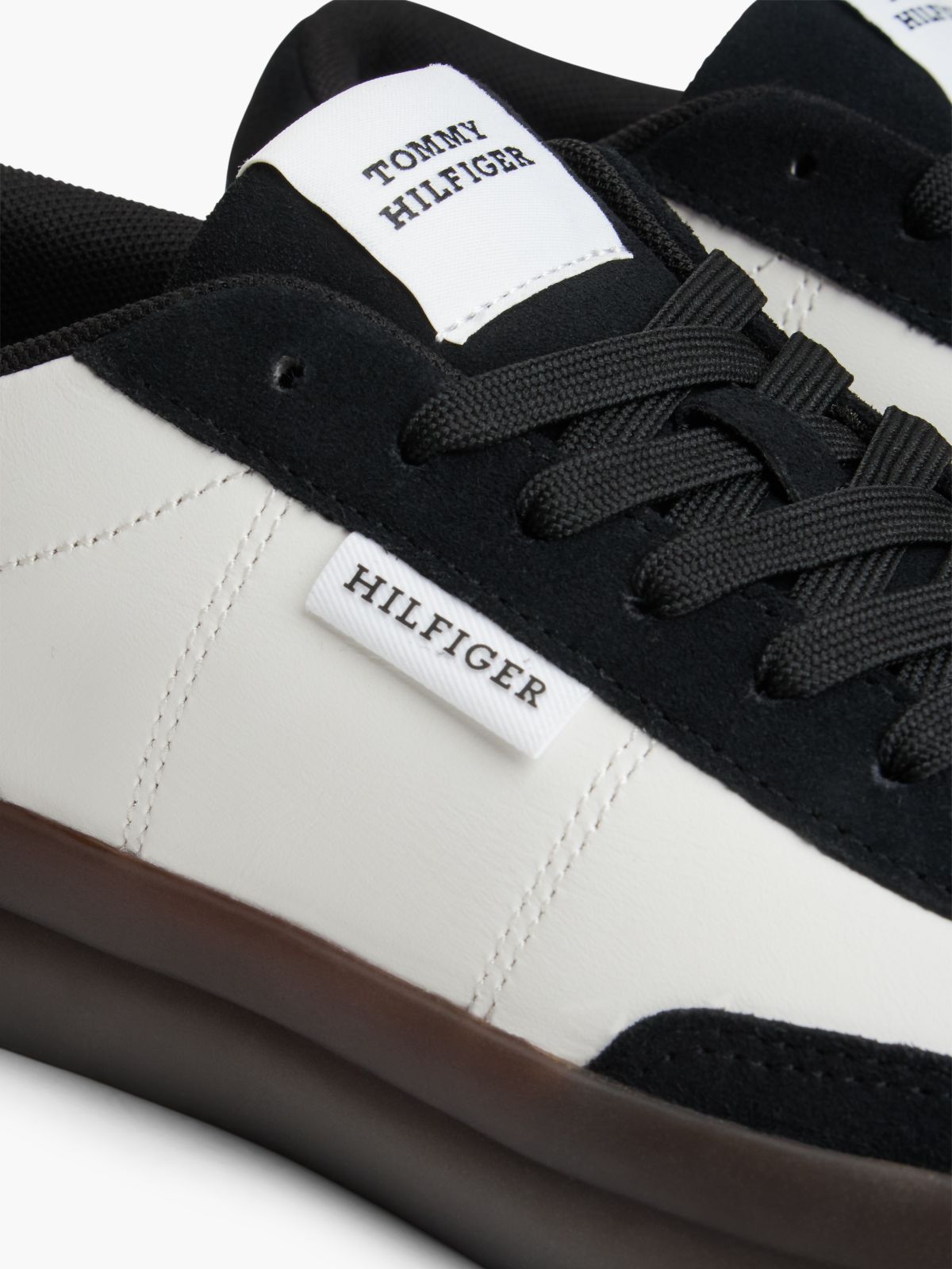 Suede & Leather Vulcanized Sneaker — Ecru