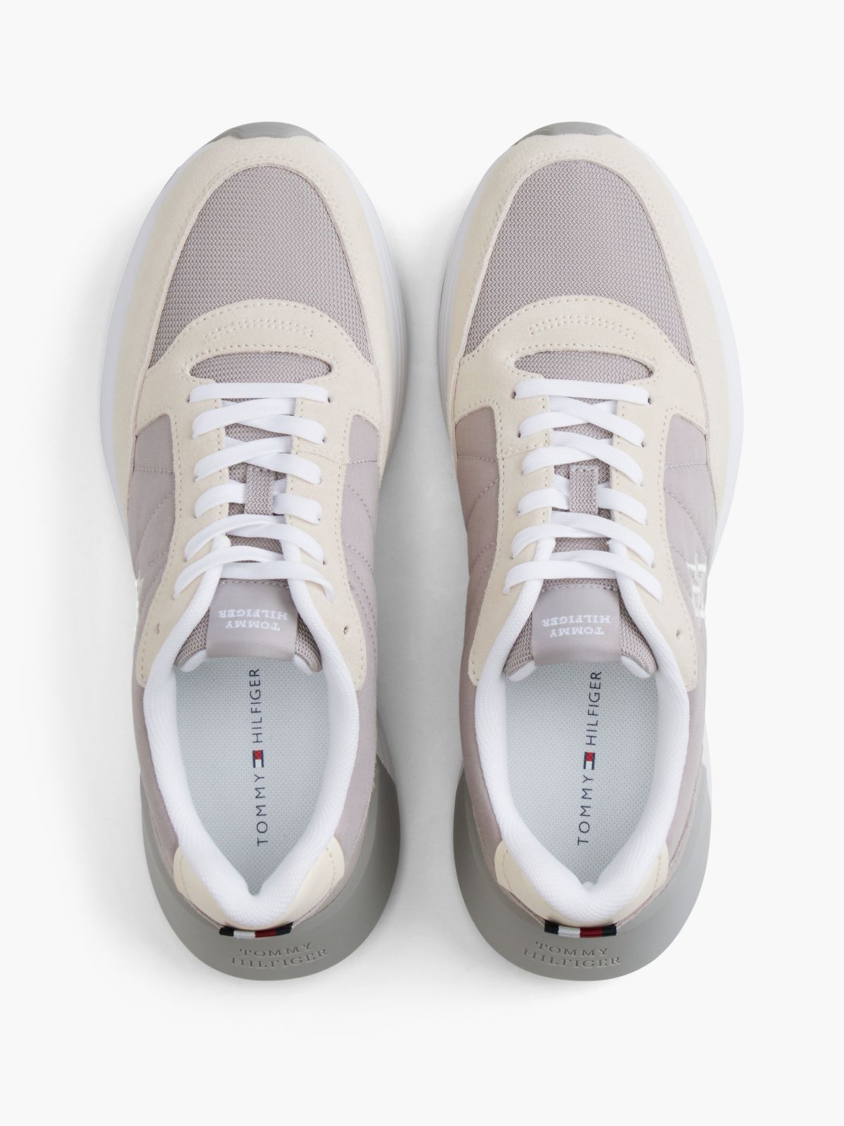 Suede Mix Runner Sneaker — Cream/Sterling Grey