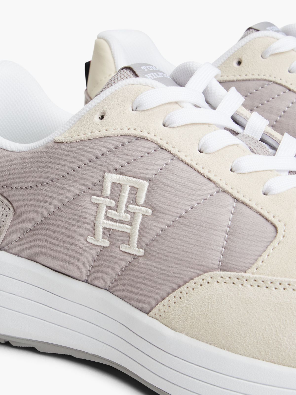 Suede Mix Runner Sneaker — Cream/Sterling Grey