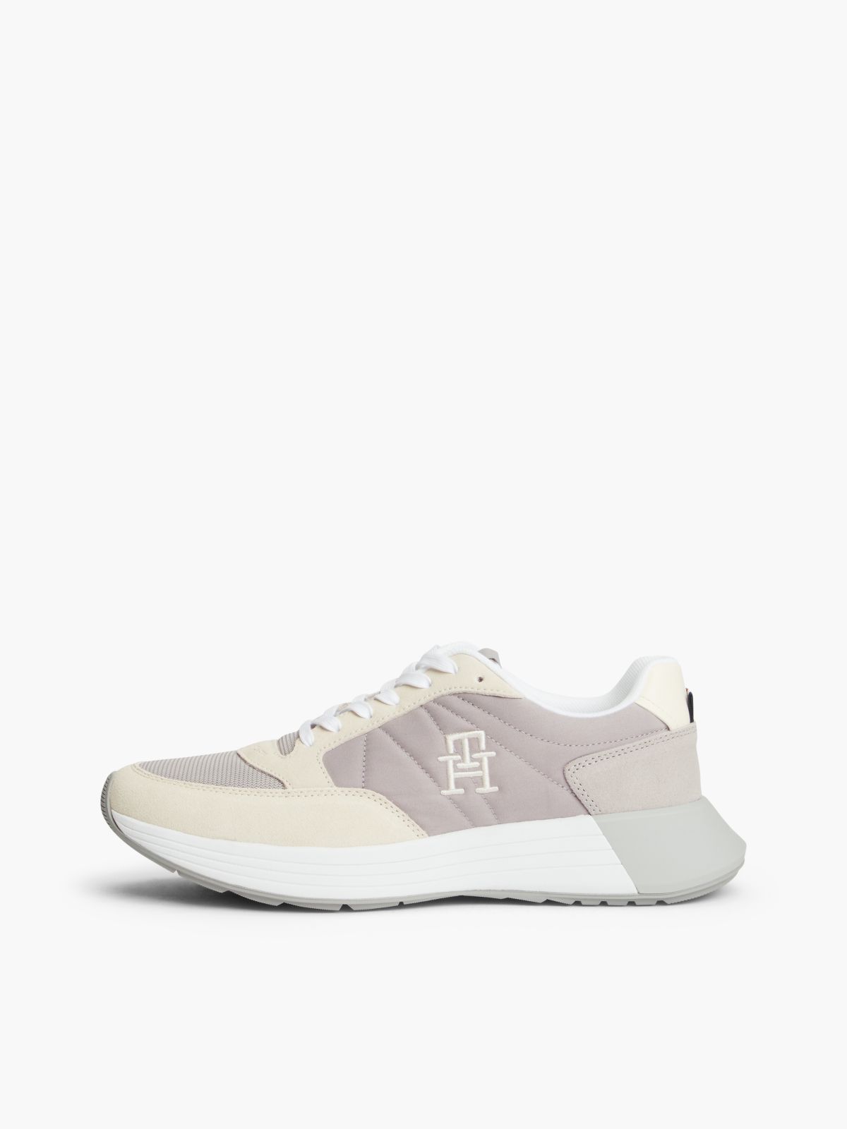 Suede Mix Runner Sneaker — Cream/Sterling Grey