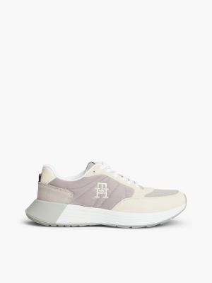 Suede Mix Runner Sneaker, Cream/Sterling Grey