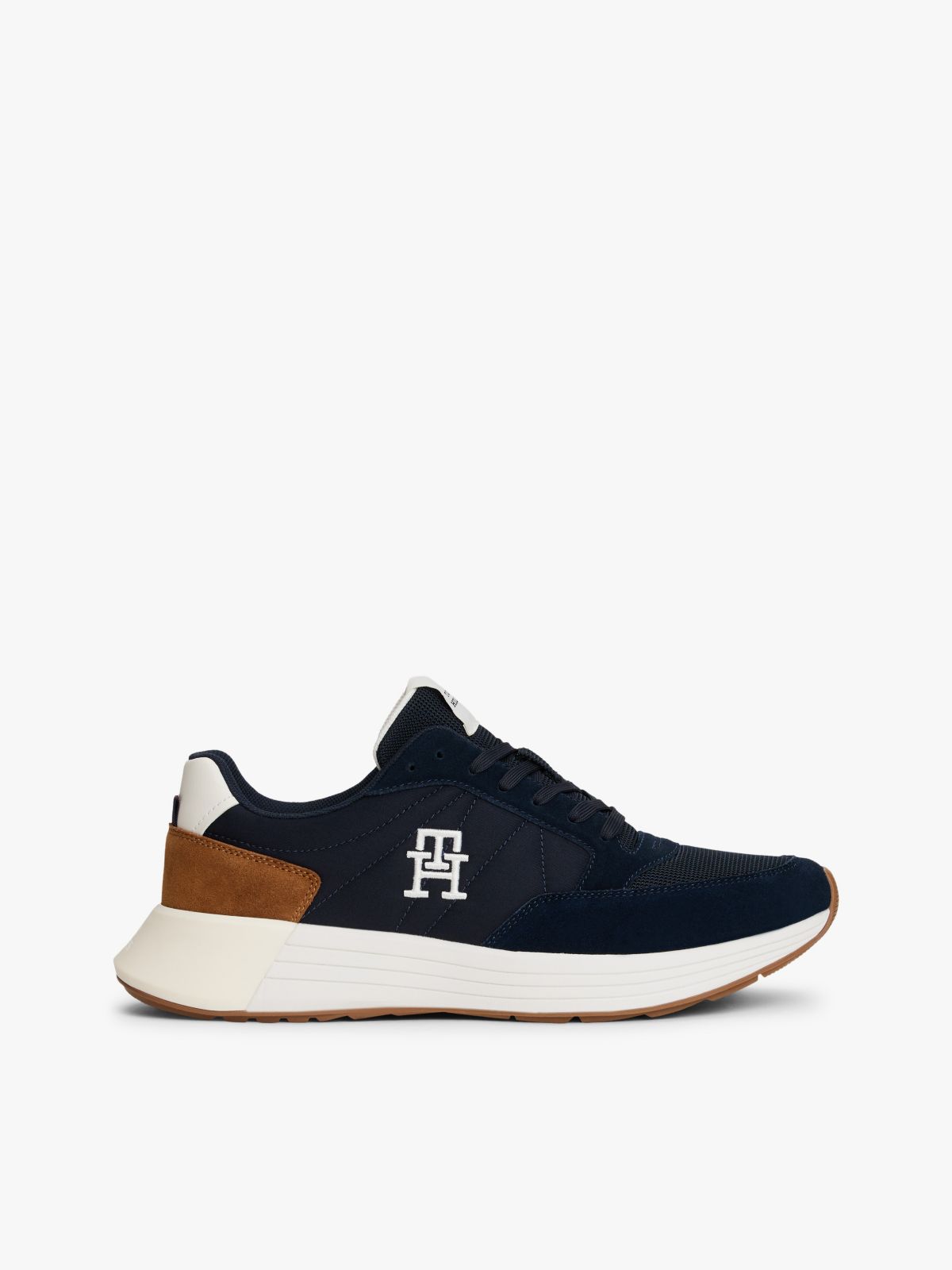 Suede Mix Runner Sneaker — Navy/Highland Khaki