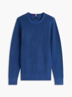 Mixed-Knit Crewneck Sweater — Indigo Blue 5