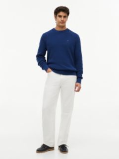 Mixed-Knit Crewneck Sweater — Indigo Blue 2