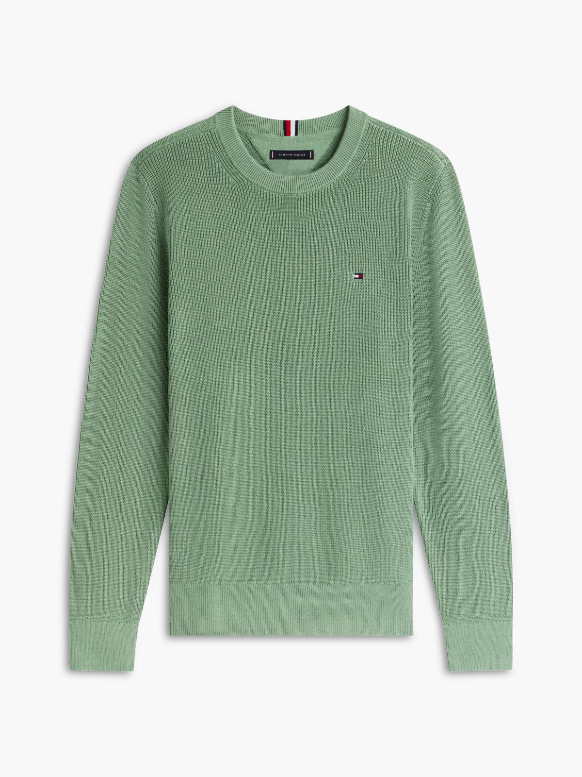 Mixed-Knit Crewneck Sweater — Dusty Meadow